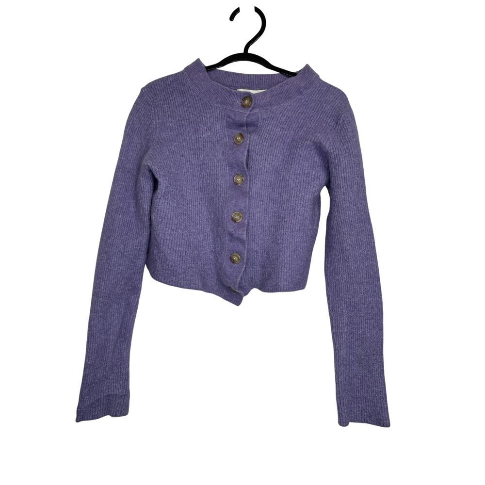 464. & Other Stories Cropped Cardigan Sweater Size S Purple